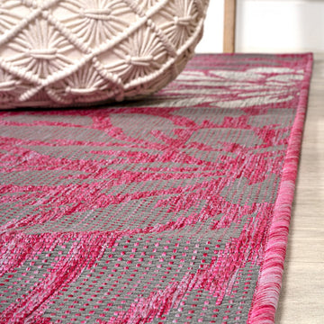 Zinnia Modern Floral Textured Weave Indoor/outdoor Runner Rug